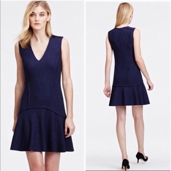 Ann Taylor Wool Peplum Boucle Navy Blue Sleeveless Dress Career Event Wedding 14 - Picture 10 of 10